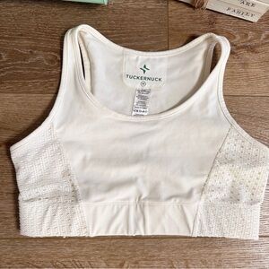 Tuckernuck White Cream Cane Eyelet Sports Bra Top Size Medium